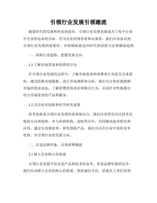 引领行业发展引领潮流