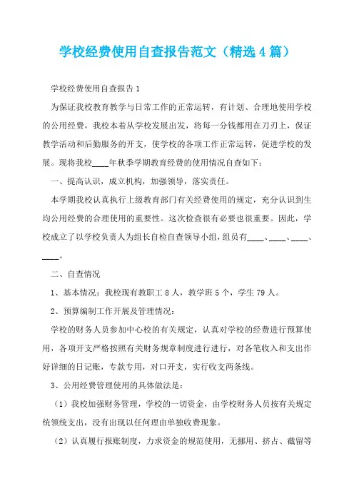 学校经费使用自查报告范文(精选4篇)
