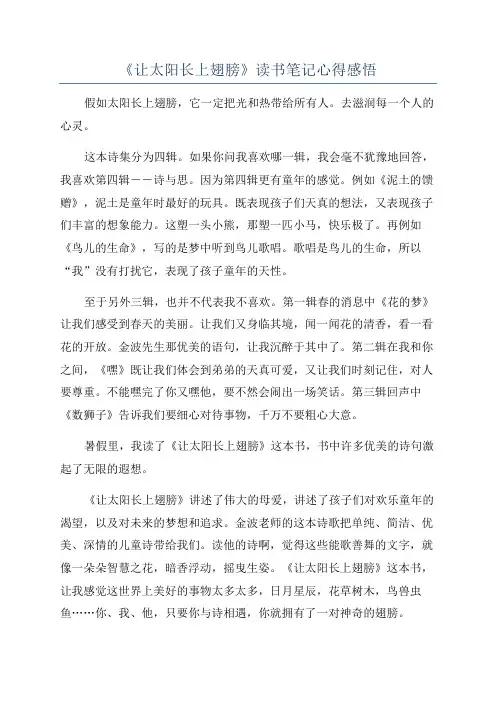《让太阳长上翅膀》读书笔记心得感悟