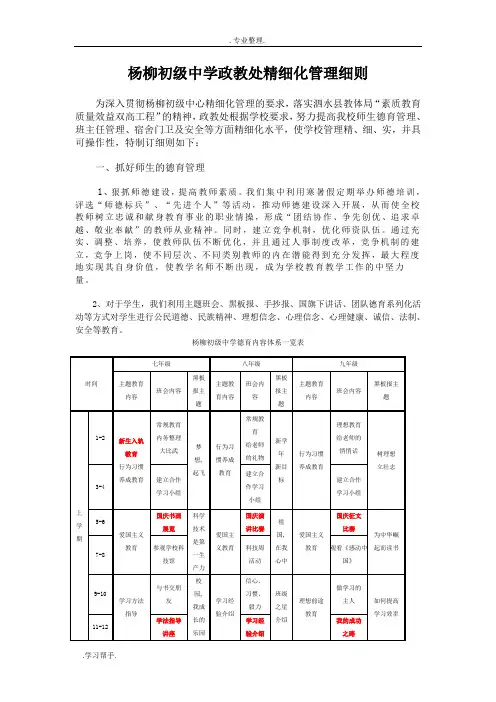 政教处精细化管理细则