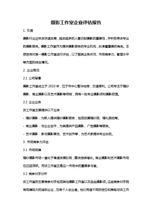 摄影工作室企业评估报告