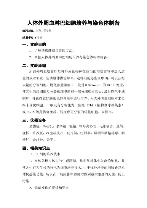 人体外周血淋巴细胞培养与染色体制备