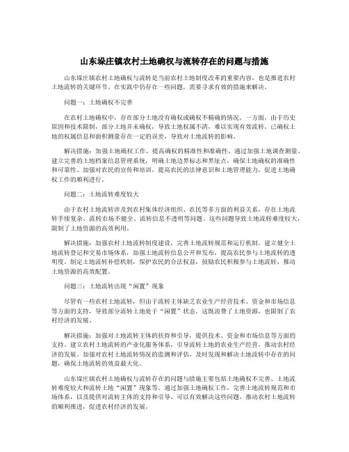山东垛庄镇农村土地确权与流转存在的问题与措施