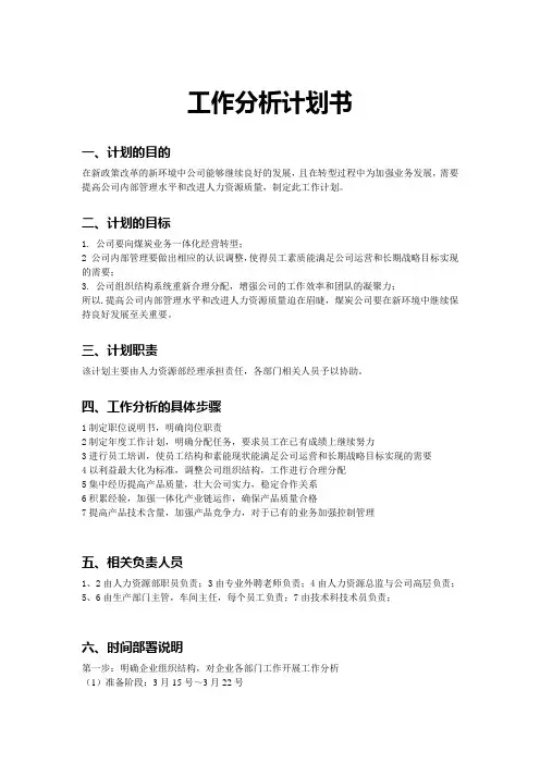 工作分析计划书