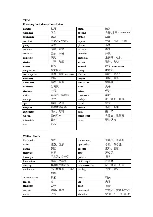 托福阅读真题词汇 TPO 6
