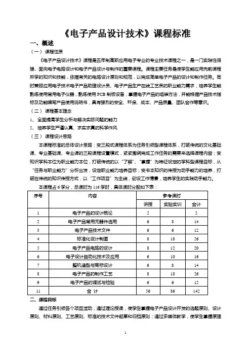 《电子产品设计技术》课程标准