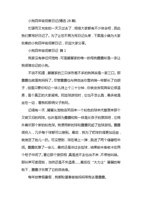 小狗四年级观察日记(精选28篇)