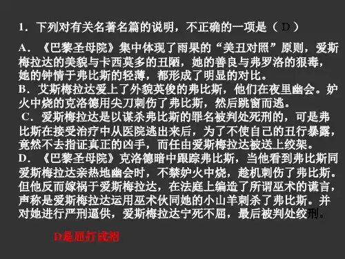 《巴黎圣母院》训练题