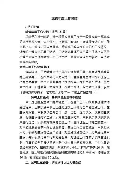 城管年度工作总结