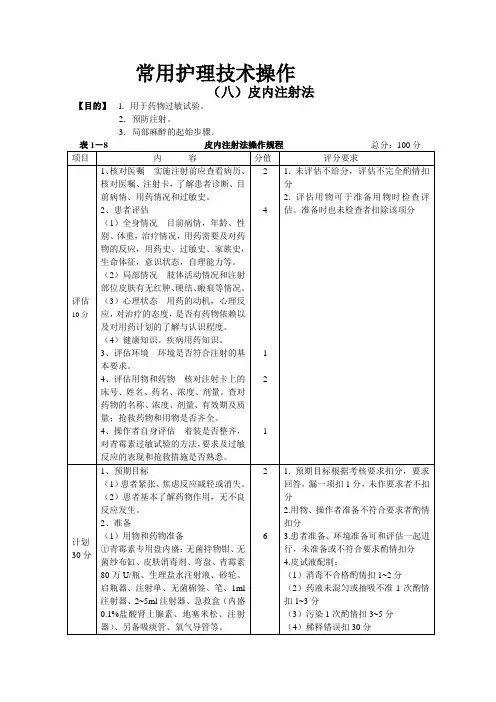 常用护理技术操作(八)皮内注射法