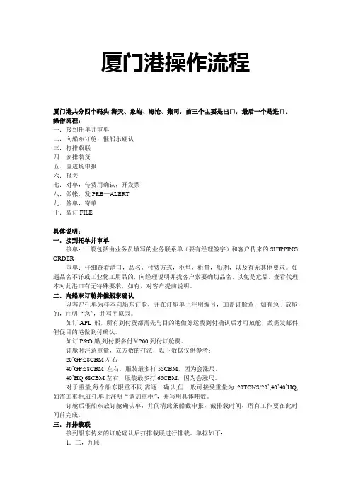 厦门港操作流程总  纲