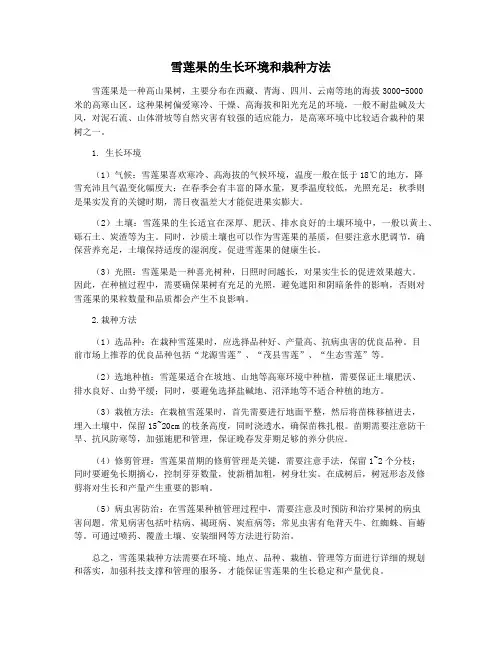 雪莲果的生长环境和栽种方法