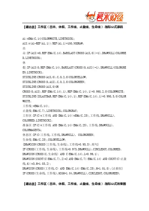 【股票指标公式下载】-【通达信】工作区(出击、休假、工作线、止盈线、生命线)