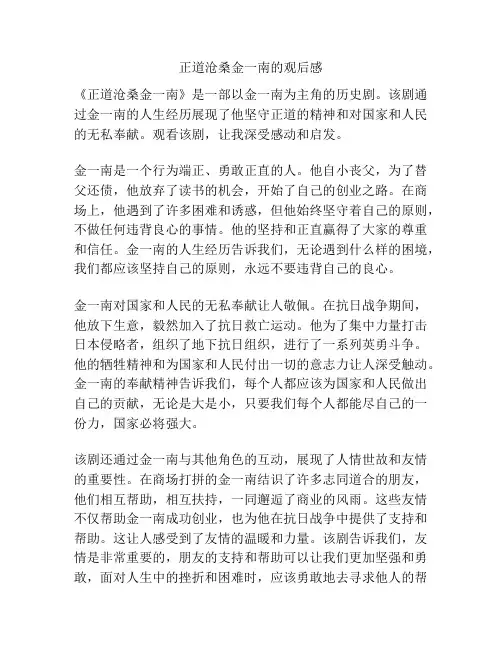 正道沧桑金一南的观后感