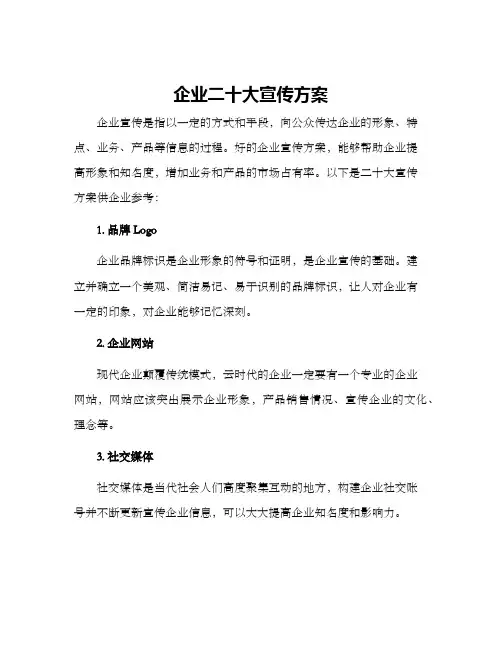 企业二十大宣传方案