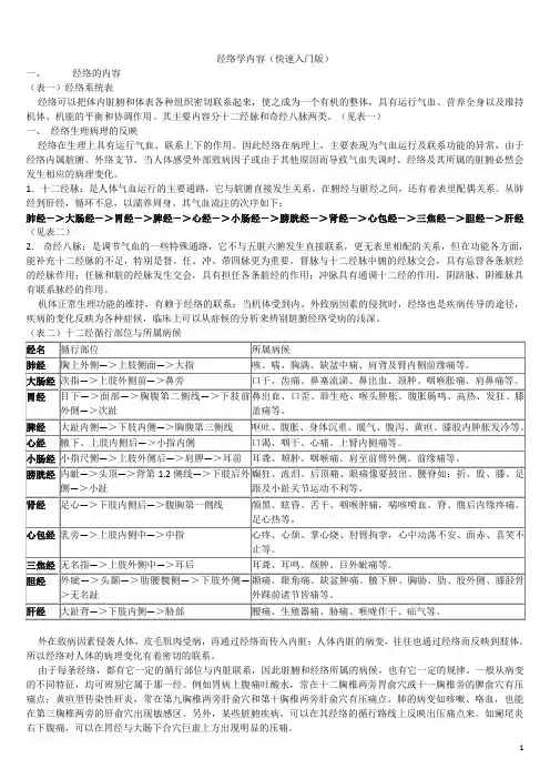 经络学内容(快速入门版)