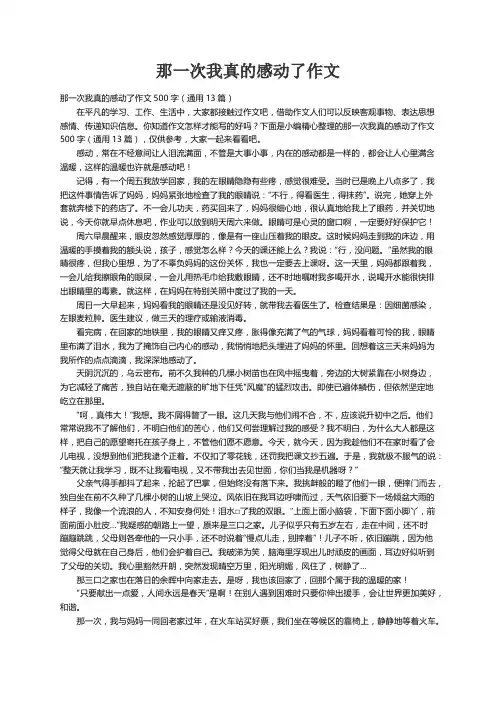那一次我真的感动了作文500字（通用13篇）