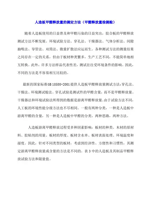 人造板甲醛释放量的测定方法(甲醛释放量检测舱)