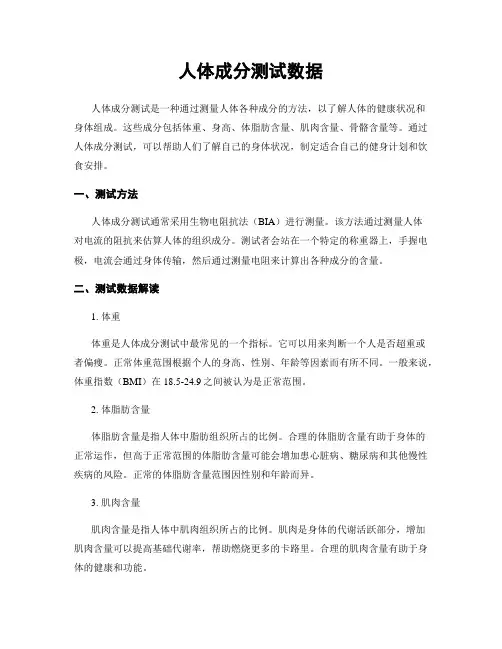 人体成分测试数据