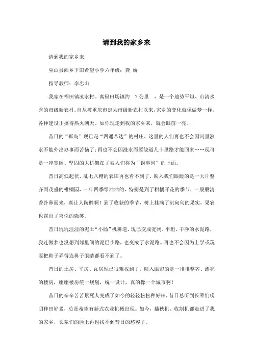 请到我的家乡来_小学三年级作文600字