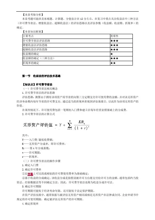 2020年资产评估师考试-讲义-第1部分 无形资产评估——第03章 收益法在无形资产评估中的应用
