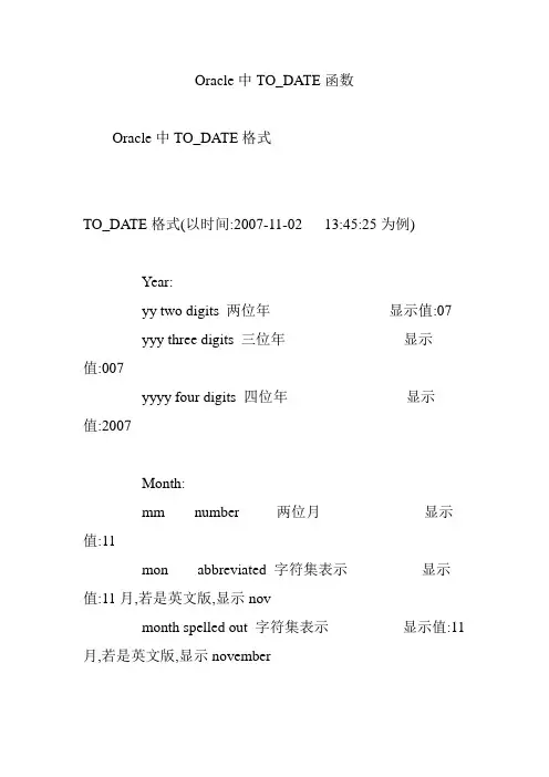 Oracle中TO_DATE函数