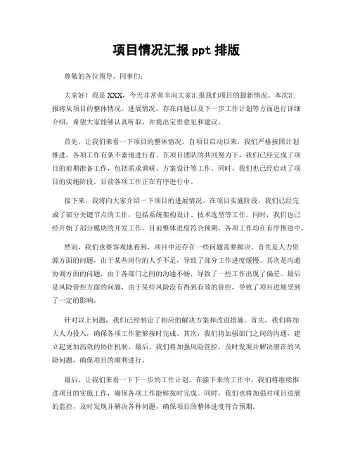项目情况汇报ppt排版