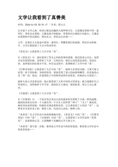 文学让我看到了真善美