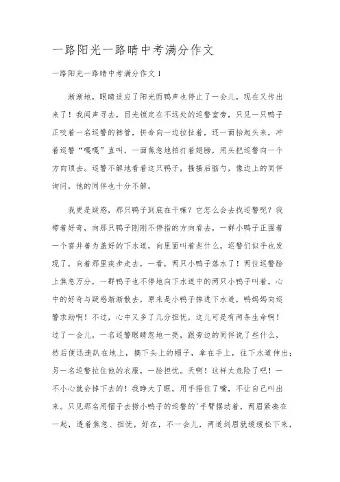 一路阳光一路晴中考满分作文
