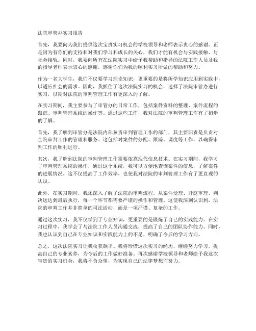 法院审管办实习报告