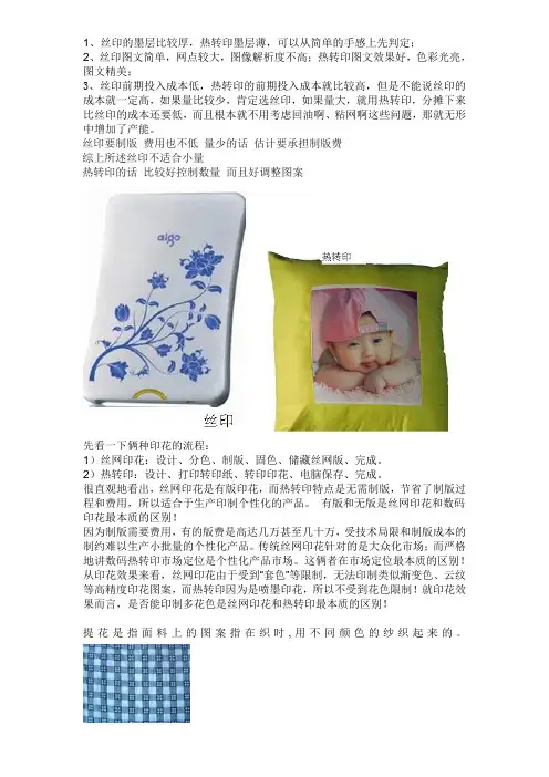 丝印,提花,热转印区别