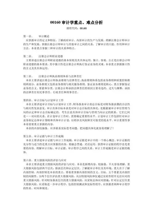 00160审计学重点难点