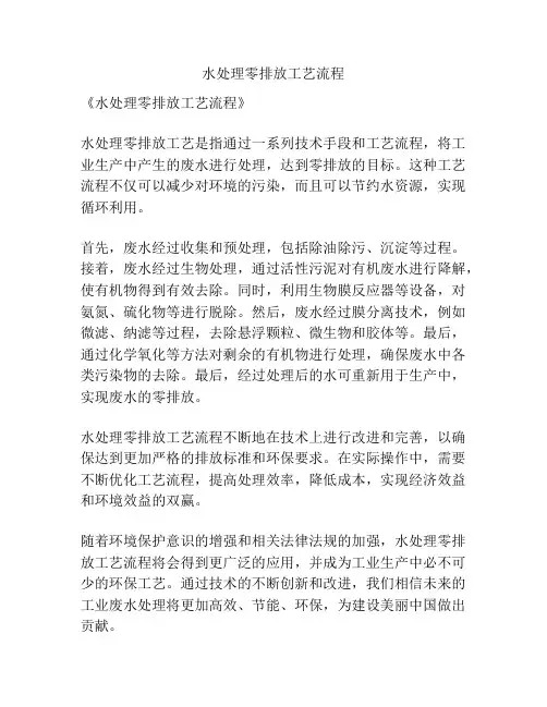 水处理零排放工艺流程
