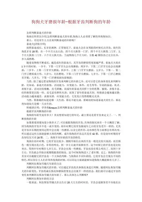 狗狗犬牙磨损年龄-根据牙齿判断狗的年龄
