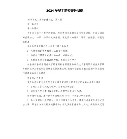 2024年员工薪资晋升制度