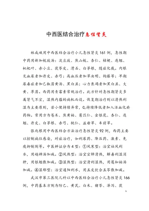 中西医结合治疗急性肾炎 肾炎研究进展