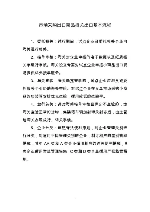 市场采购出口商品报关出口基本流程