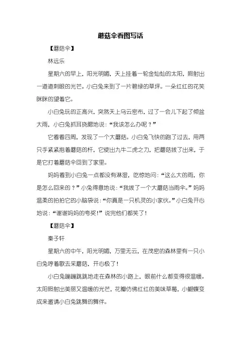 二年级作文：蘑菇伞看图写话