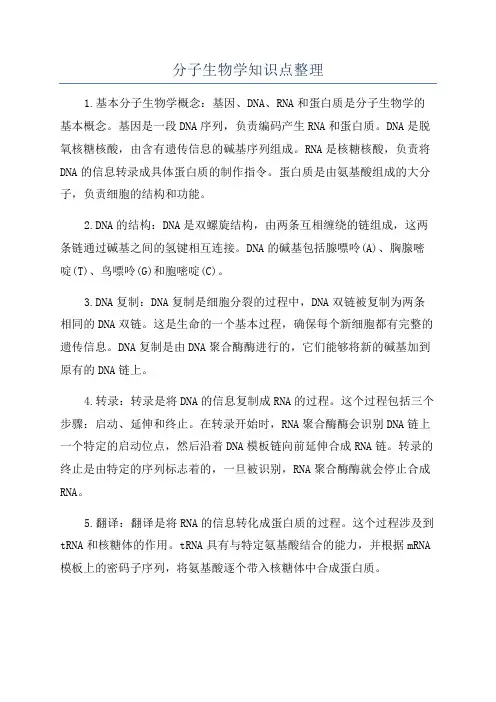 分子生物学知识点整理