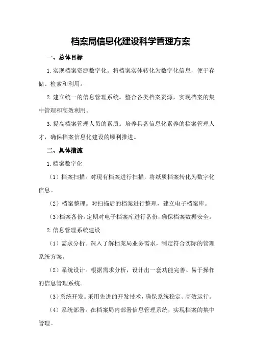 档案局信息化建设科学管理方案