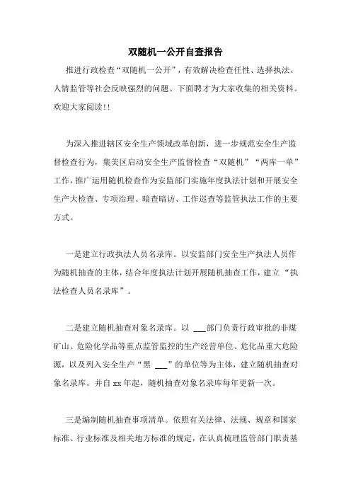2021年双随机一公开自查报告