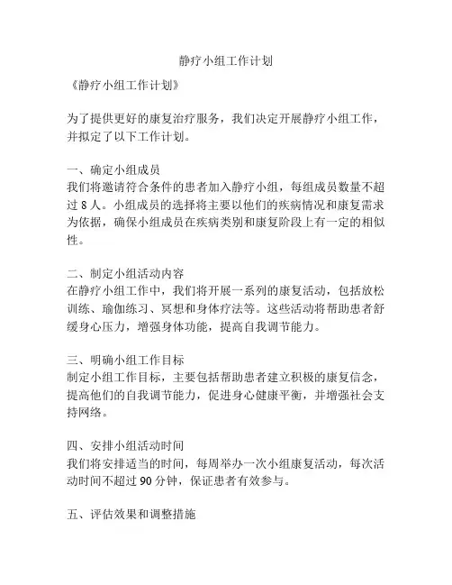 静疗小组工作计划
