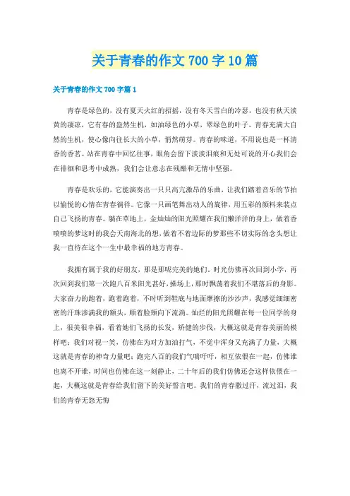 关于青春的作文700字10篇