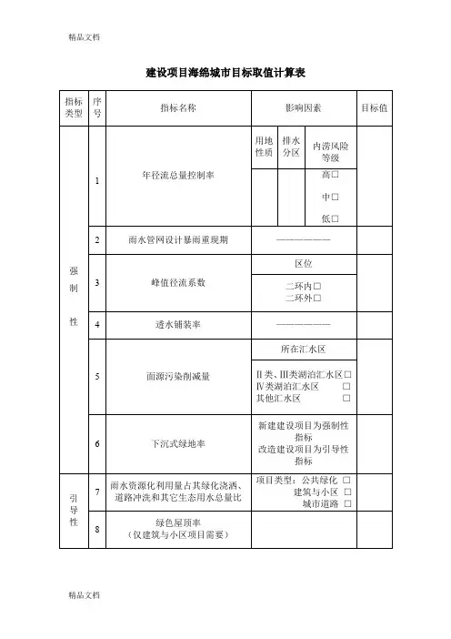 海绵城市专项设计目标取值计算表及自评表电子教案
