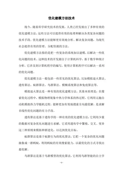 优化建模方法技术