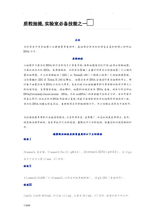 质粒抽提原理与详细操作步骤