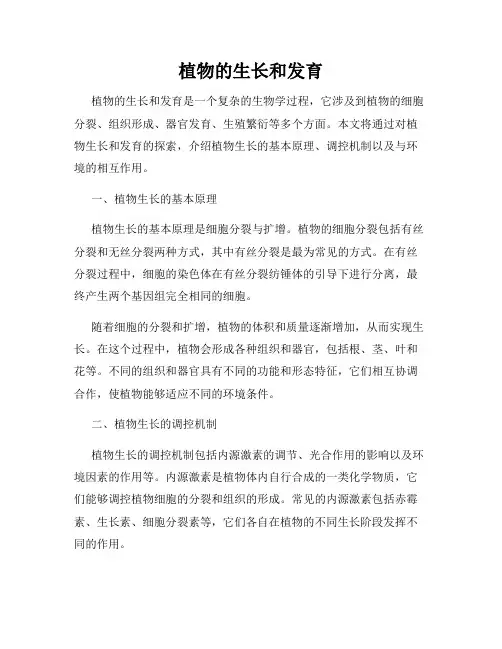 植物的生长和发育