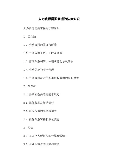人力资源需要掌握的法律知识