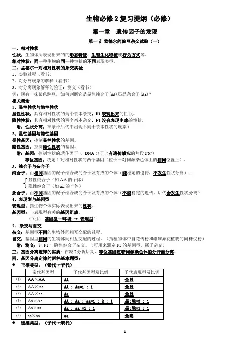高二生物必修2复习提纲(必修)图文版