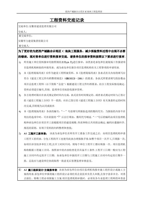 工程资料交底记录